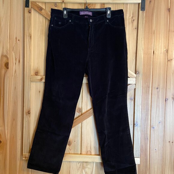 Gloria Vanderbilt Women's Straight Leg High Rise Black Corduroy Pants Sz 16W - Picture 1 of 5